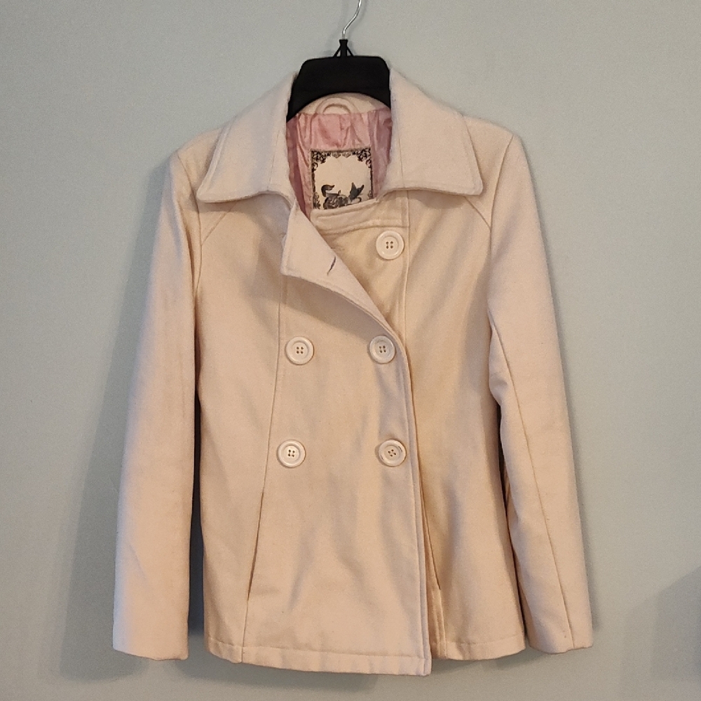 Women's Cream Double-Breasted Coat